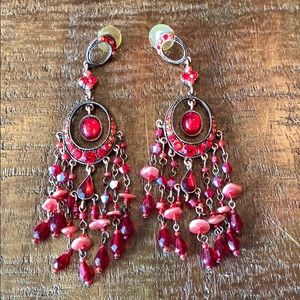 Red chandelier earrings